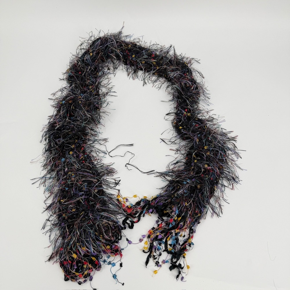 Unbranded Eyelash Yarn Scarf Skinny Y2K Women OS Multicolor Black Purple Blue